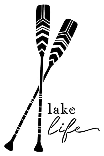 Lake Life עם סטנסיל משוטים מאת Studior12 | מלאכה DIY עיצוב בית קיץ | צבע בחוץ שלט עץ | תבנית לשימוש